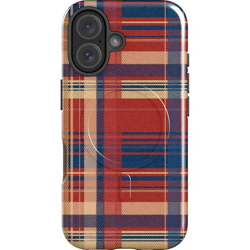 Red and Blue Plaid iPhone 16 Plus Magsafe Impact Case